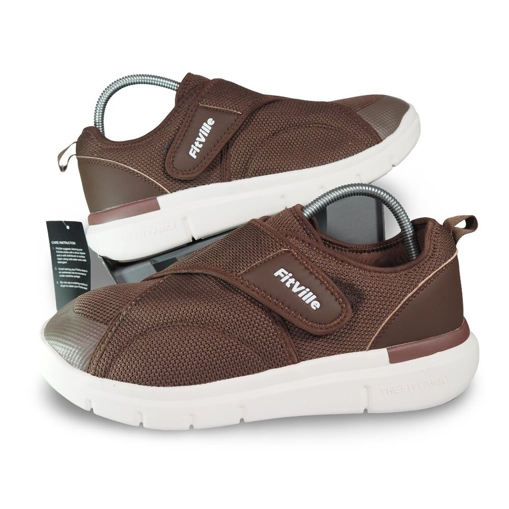 FitVille Diabetic Extra Wide Width Walking Shoes Men's 11EW Coffee‎ Brown